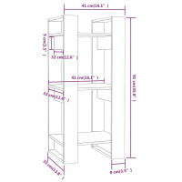 Produktbild för Bokhylla/rumsavdelare svart 41x35x91 cm massiv furu