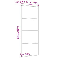 Produktbild för Skjutdörr ESG-glas och aluminium 76x205 cm vit