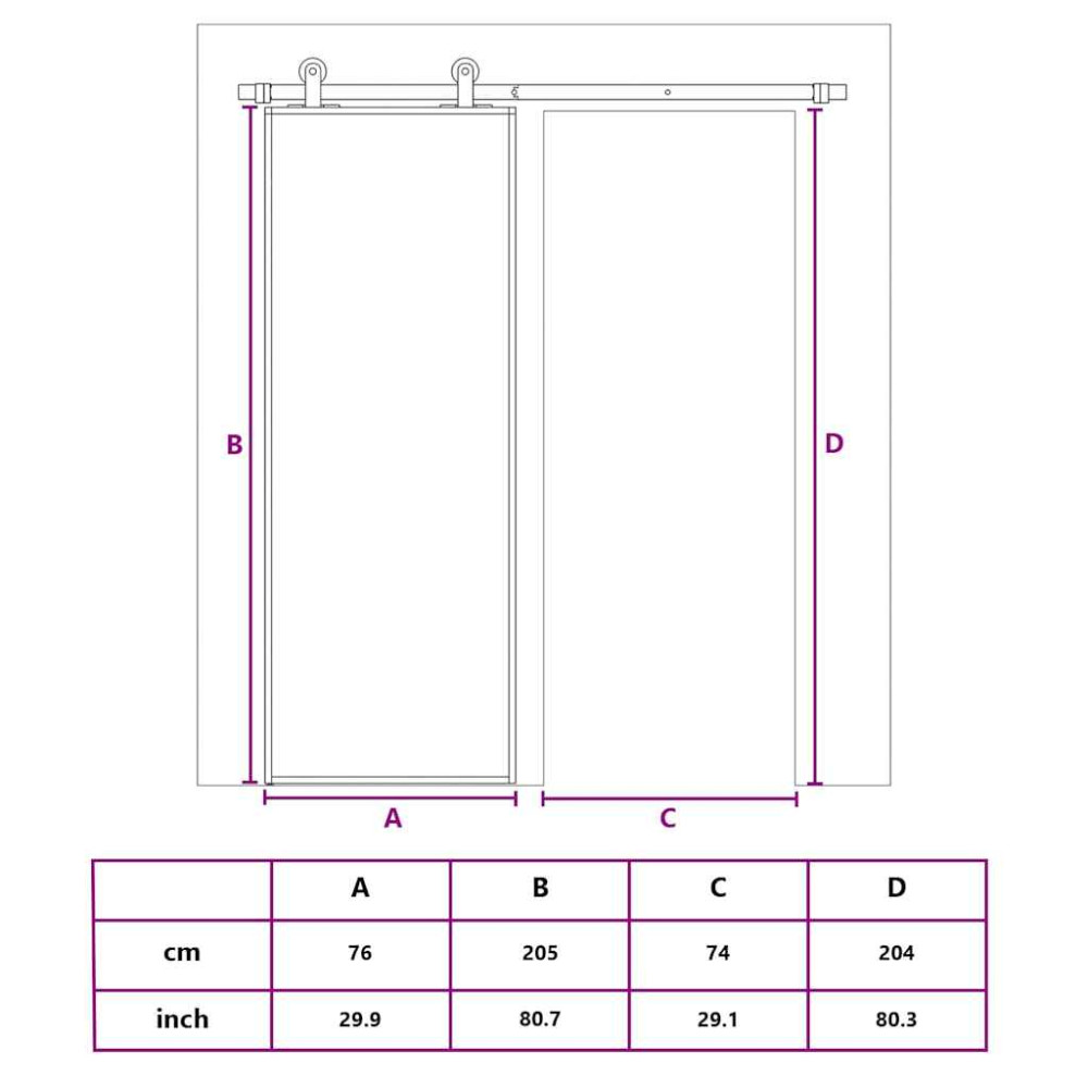Produktbild för Skjutdörr ESG-glas och aluminium 76x205 cm vit