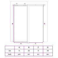 Produktbild för Skjutdörr ESG-glas och aluminium 76x205 cm vit