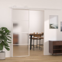 Produktbild för Skjutdörr frostat ESG-glas och aluminium 76x205 cm vit