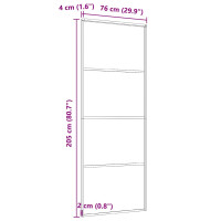 Produktbild för Skjutdörr frostat ESG-glas och aluminium 76x205 cm vit