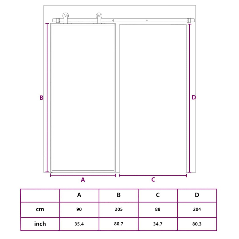 Produktbild för Skjutdörr frostat ESG-glas och aluminium 90x205 cm svart