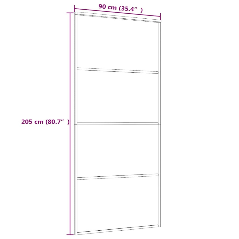 Produktbild för Skjutdörr ESG-glas och aluminium 90x205 cm vit