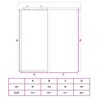 Produktbild för Skjutdörr ESG-glas och aluminium 90x205 cm vit
