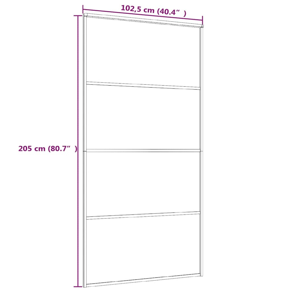 Produktbild för Skjutdörr ESG-glas och aluminium 102,5x205 cm vit