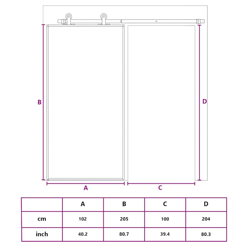 Produktbild för Skjutdörr ESG-glas och aluminium 102,5x205 cm vit