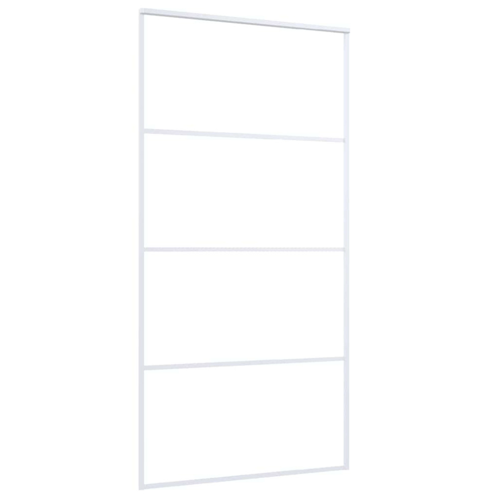 Produktbild för Skjutdörr frostat ESG-glas och aluminium 102,5x205 cm vit
