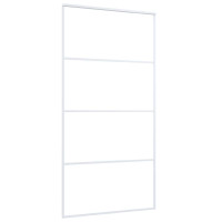 Produktbild för Skjutdörr frostat ESG-glas och aluminium 102,5x205 cm vit