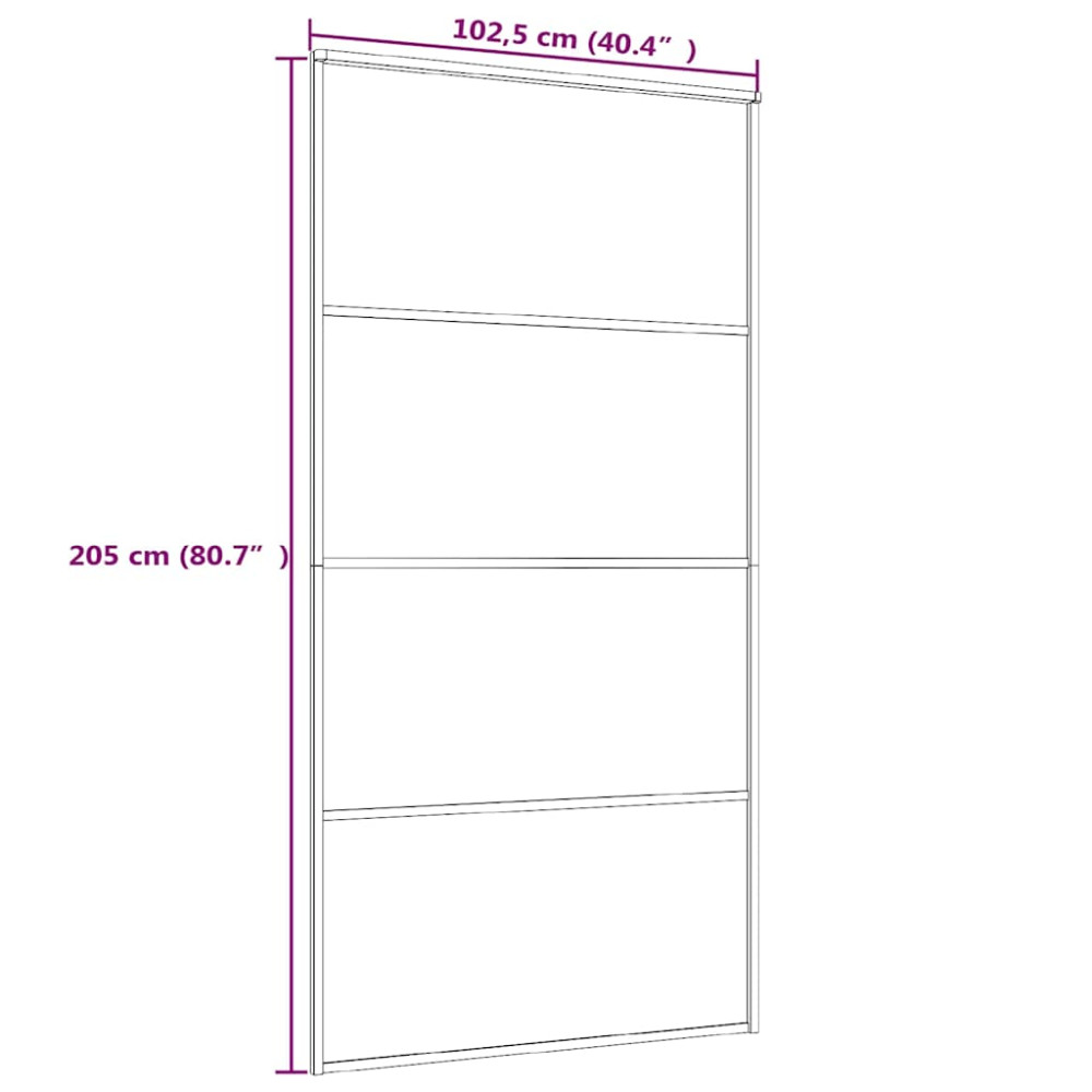 Produktbild för Skjutdörr frostat ESG-glas och aluminium 102,5x205 cm vit
