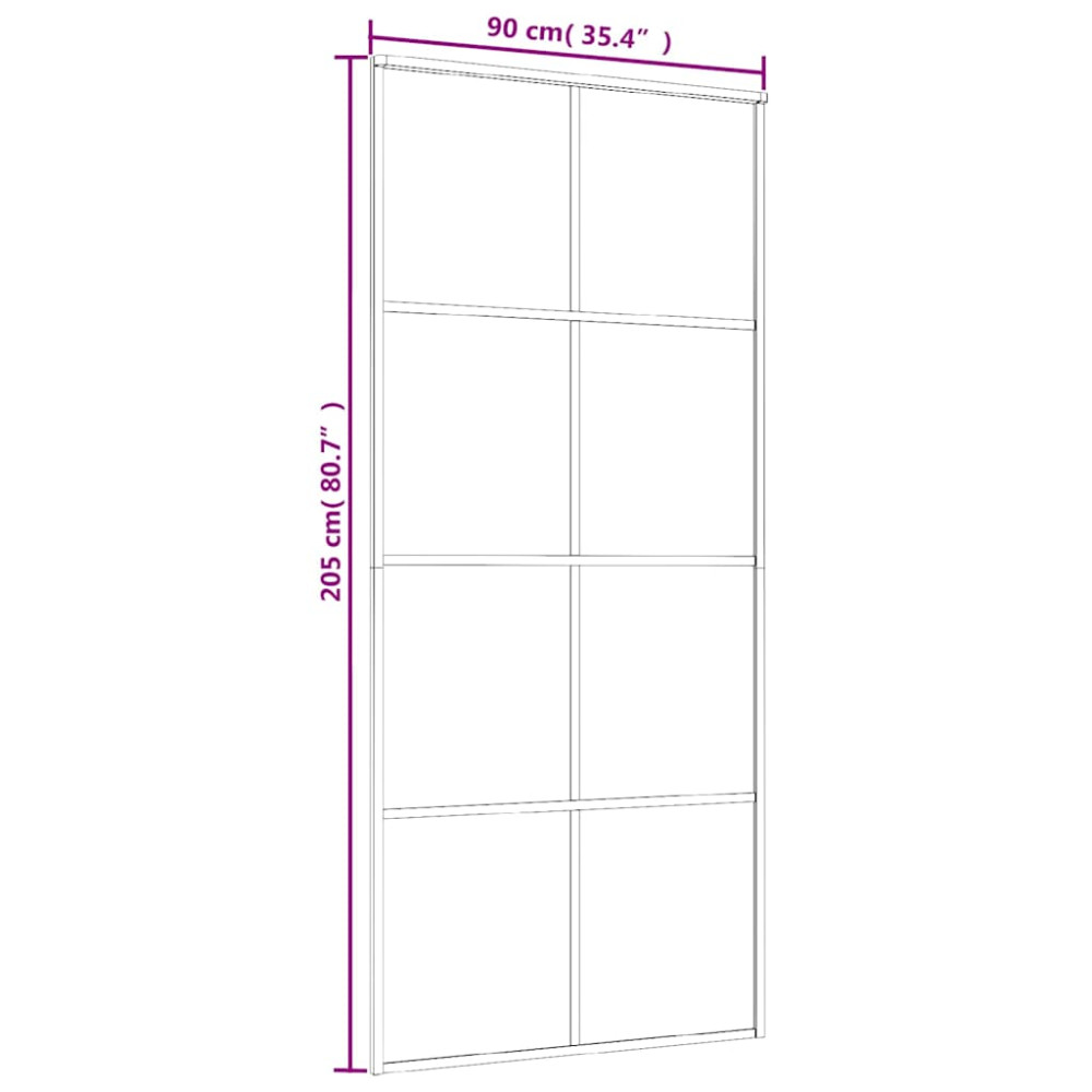 Produktbild för Skjutdörr ESG-glas och aluminium 90x205 cm vit