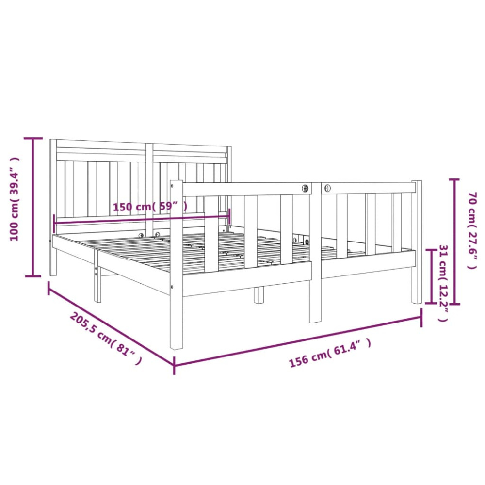 Produktbild för Sängram massivt trä 150x200 cm