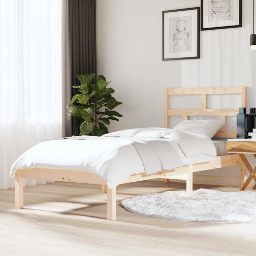 vidaXL Sängram massivt trä 75x190 cm