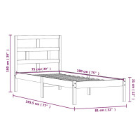 Produktbild för Sängram massivt trä 75x190 cm