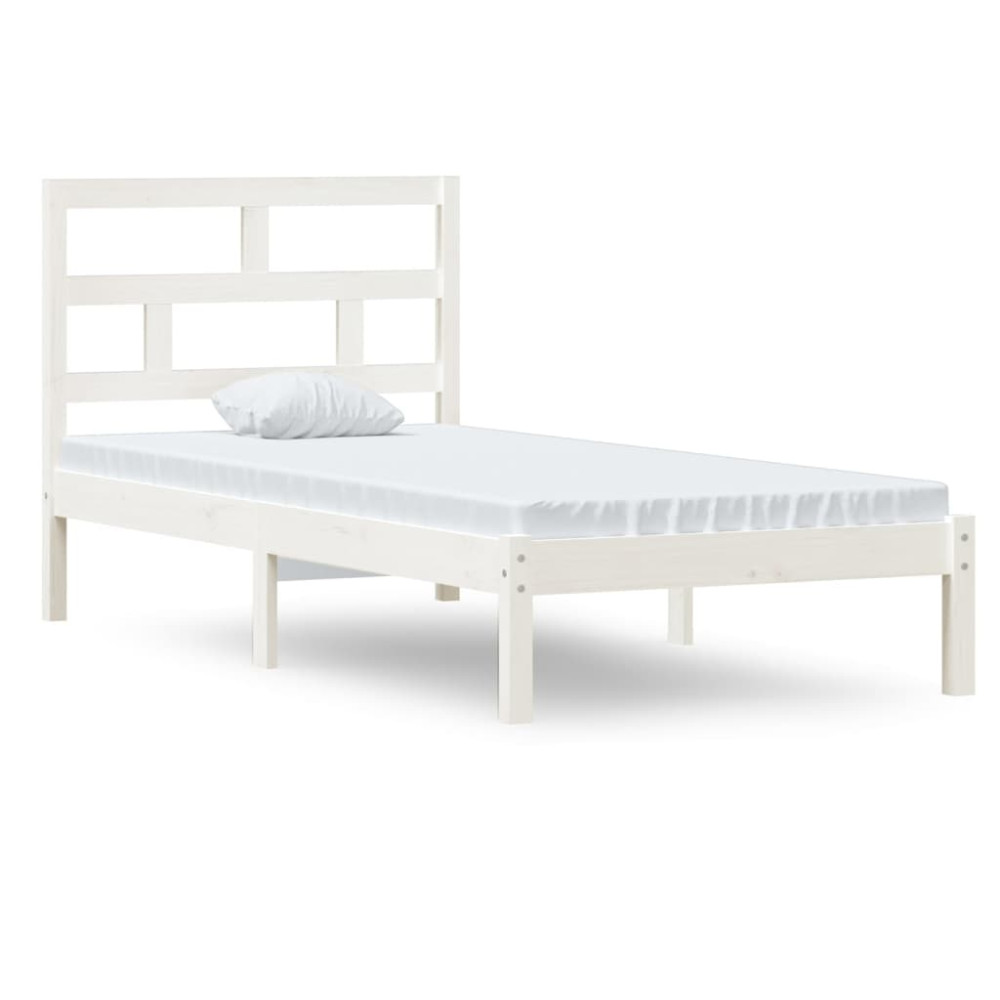 Produktbild för Sängram massiv furu 90x190 cm vit