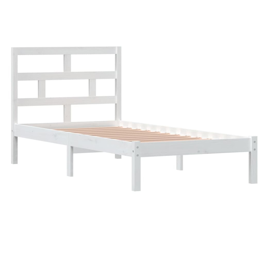 Produktbild för Sängram massiv furu 90x190 cm vit