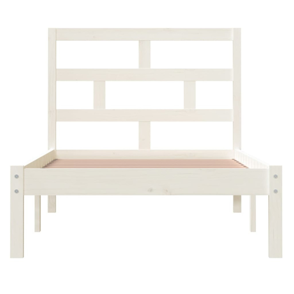 Produktbild för Sängram massiv furu 90x190 cm vit