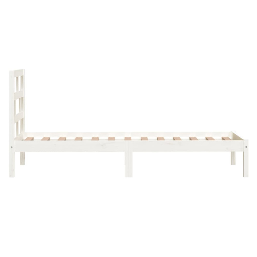 Produktbild för Sängram massiv furu 90x190 cm vit