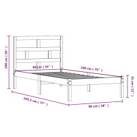 Produktbild för Sängram massiv furu 90x190 cm vit