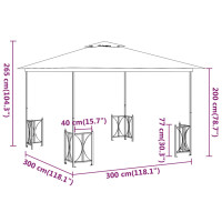 Produktbild för Paviljong med draperier och dubbelt tak 3x3 m taupe