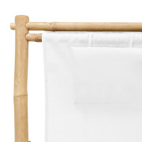 Produktbild för Solstol bambu och kanvas gräddvit
