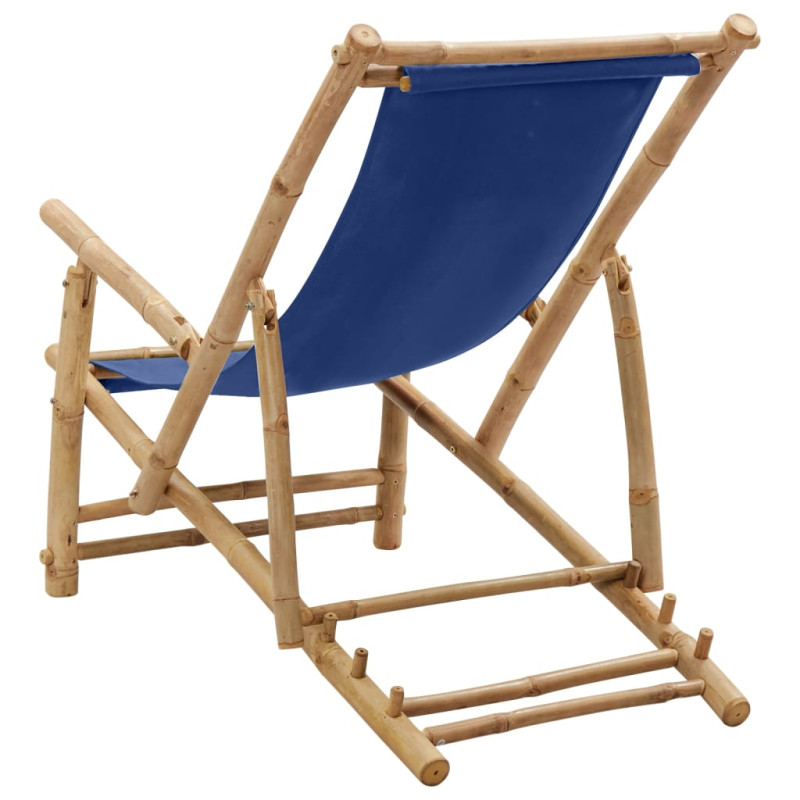 Produktbild för Solstol bambu och kanvas marinblå