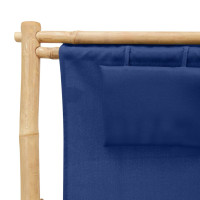 Miniatyr av produktbild för Solstol bambu och kanvas marinblå