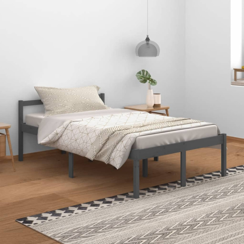 Produktbild för Säng grå 120x200 cm massiv furu