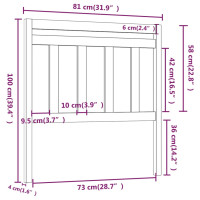 Produktbild för Sänggavel grå 81x4x100 cm massiv furu