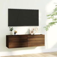 Miniatyr av produktbild för Tv-bänk för vägg brun ek 100x30x30 cm konstruerat trä