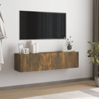 Miniatyr av produktbild för Tv-bänk för vägg rökfärgad ek 120x30x30 cm konstruerat trä