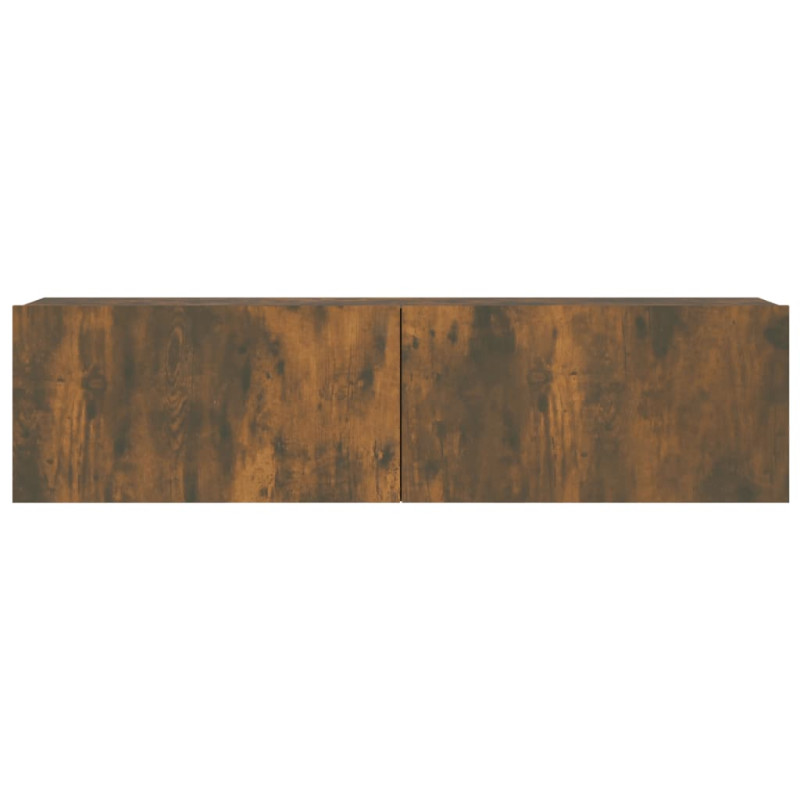 Produktbild för Tv-bänk för vägg rökfärgad ek 120x30x30 cm konstruerat trä
