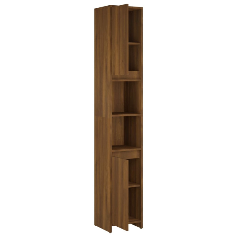 Produktbild för Badrumsskåp brun ek 30x30x183,5 cm konstruerat trä