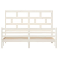 Produktbild för Sängram vit massivt trä 180x200 cm