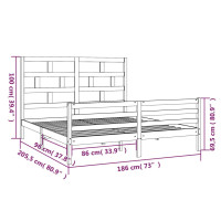 Produktbild för Sängram vit massivt trä 180x200 cm