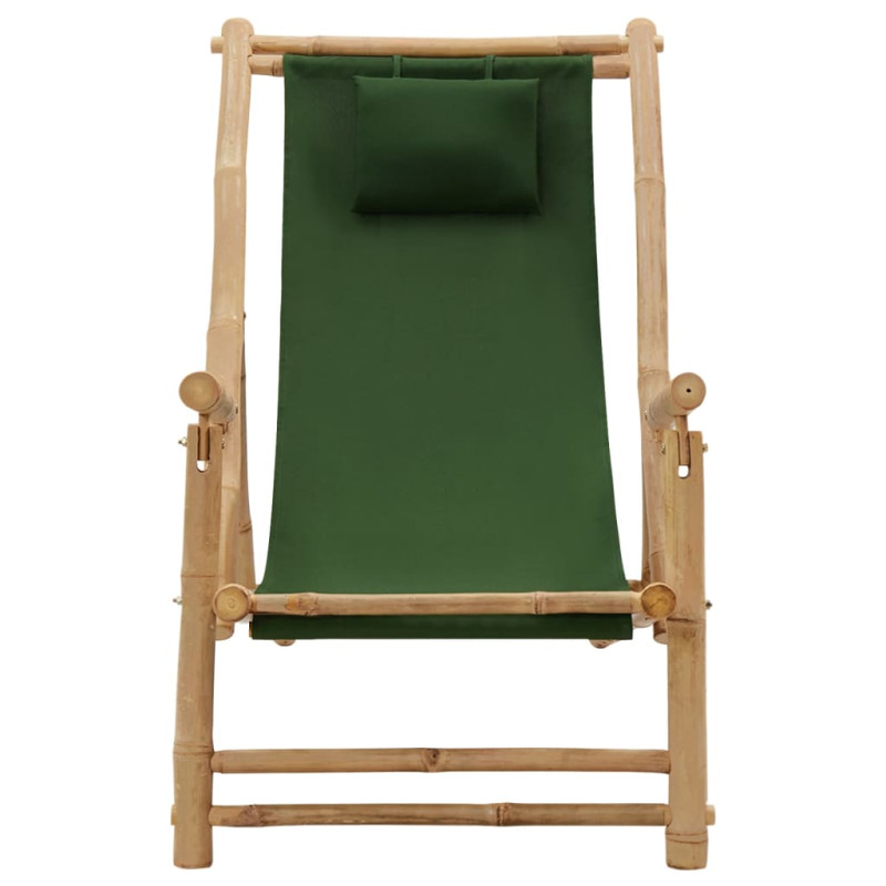 Produktbild för Solstol bambu och kanvas grön