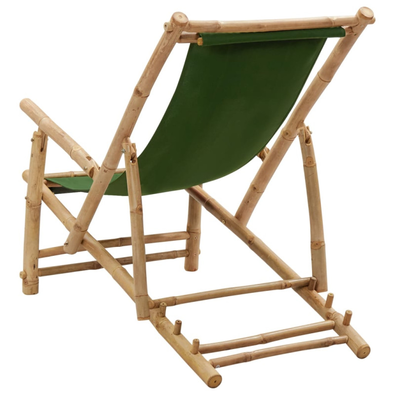 Produktbild för Solstol bambu och kanvas grön