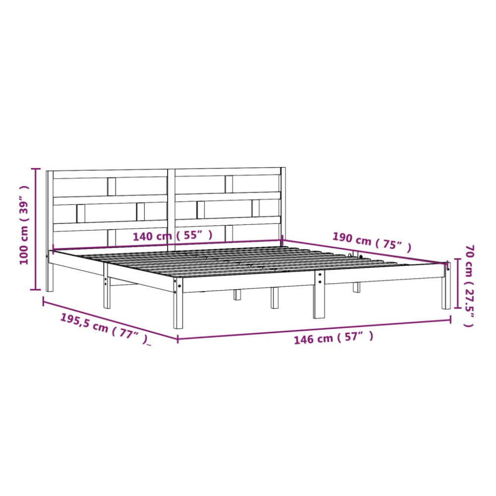 Produktbild för Sängram massiv furu 140x190 cm