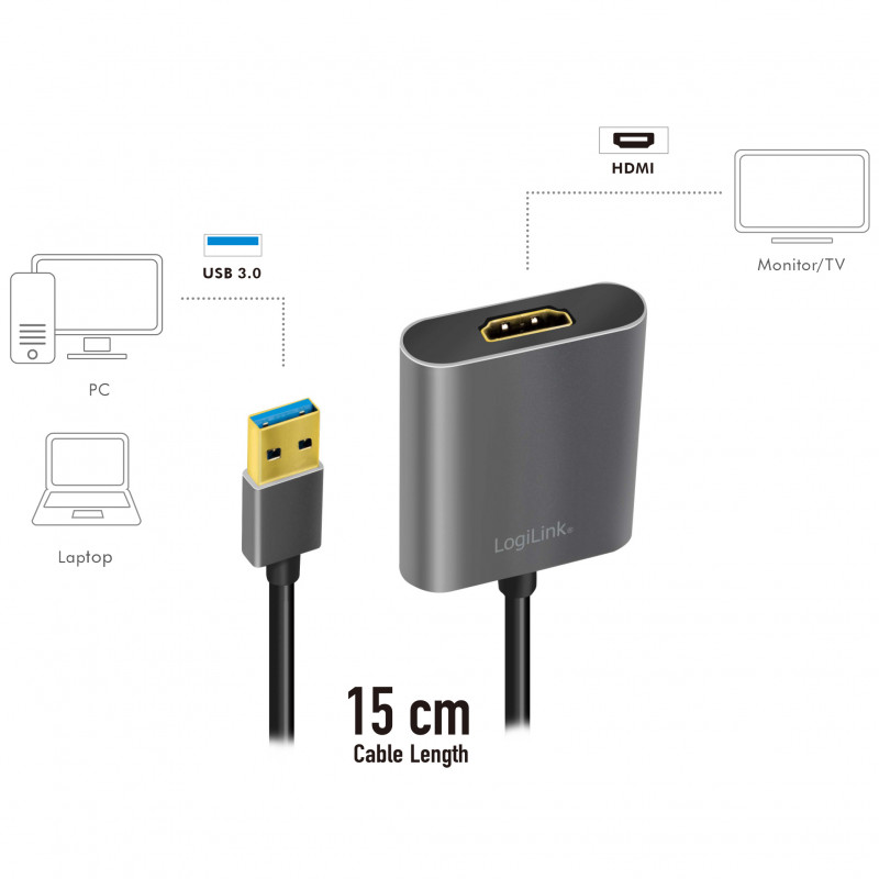 Produktbild för USB-A 3.0 -> HDMI-Hona Adapter
