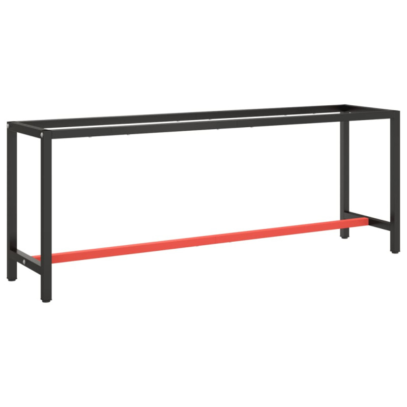 Produktbild för Ram för arbetsbänk svart och matt röd 210x50x79 cm metall