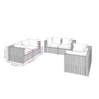 Produktbild för Loungegrupp med dynor 6 delar konstrotting grå