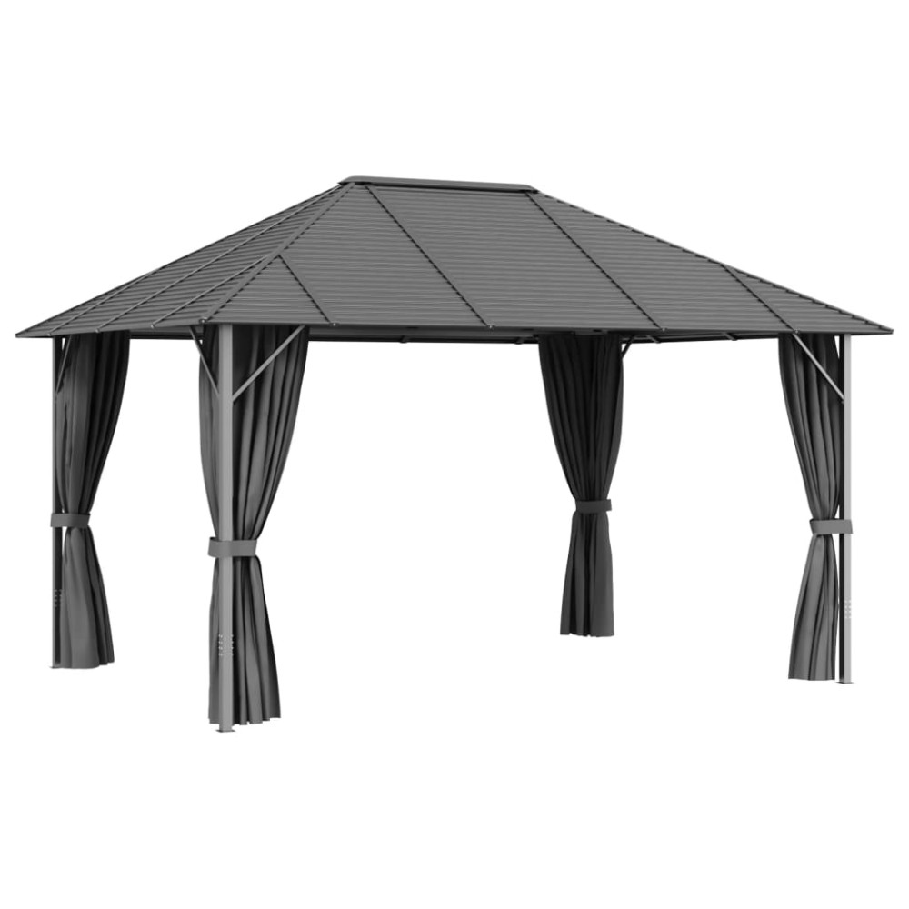 Produktbild för Paviljong med draperier och tak 4x3 m antracit