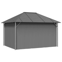 Produktbild för Paviljong med draperier och tak 4x3 m antracit