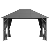 Produktbild för Paviljong med draperier och tak 4x3 m antracit
