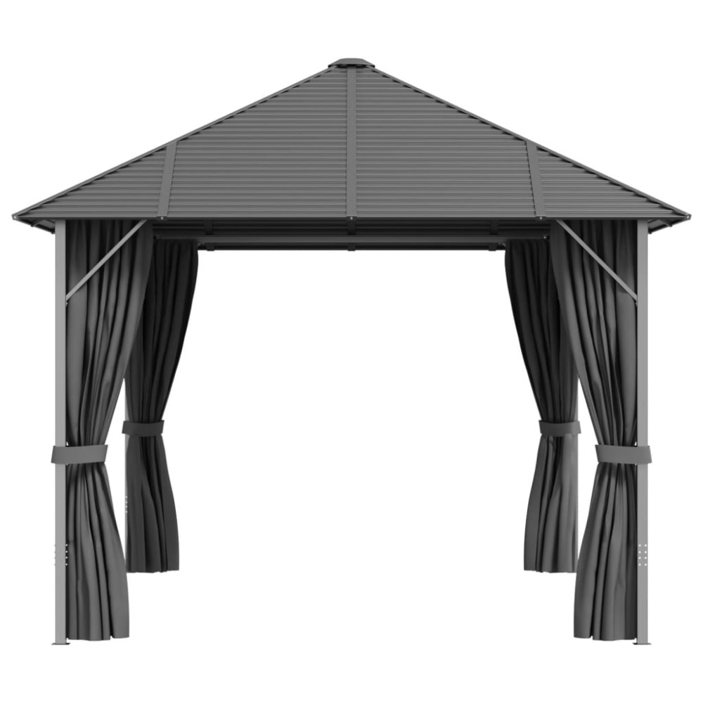 Produktbild för Paviljong med draperier och tak 4x3 m antracit