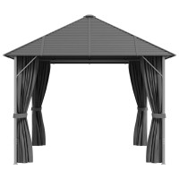 Produktbild för Paviljong med draperier och tak 4x3 m antracit