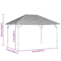 Produktbild för Paviljong med draperier och tak 4x3 m antracit