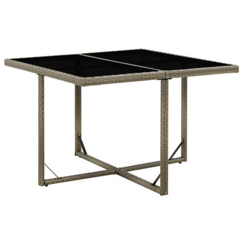 vidaXL Trädgårdsbord grå 109x107x74 cm konstrotting och glas
