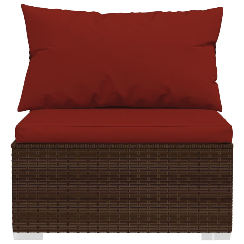 Produktbild för Soffa 3-sits med dynor konstrotting brun
