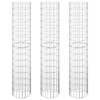 Produktbild för Planteringsgabion 3 st upphöjd rund galvaniserat stål Ø30x150cm